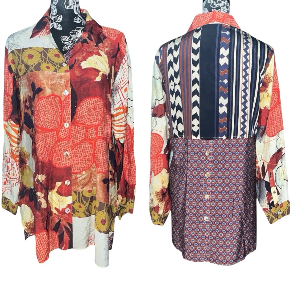 John Mark Bohemian Print Tunic Blouse